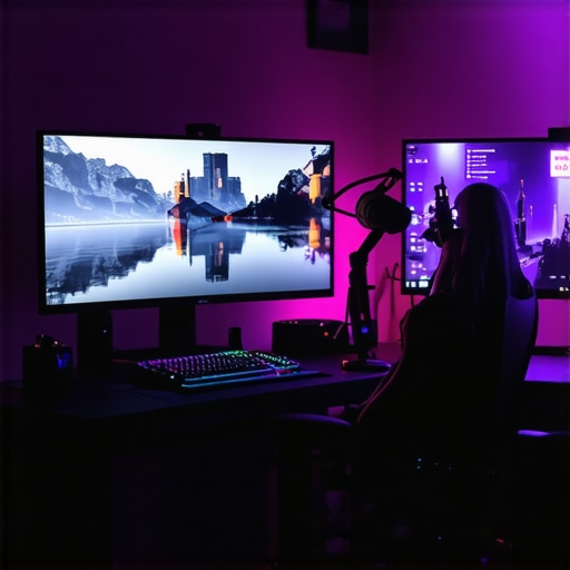 A modern gaming and streaming workspace with high-quality equipment