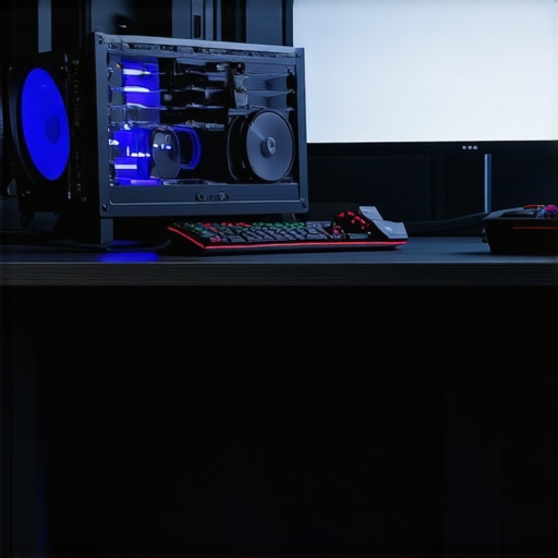 Optimized Streaming Hardware Environment Professional gaming setup with cooling and power management equipment